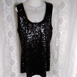 DESIGN 365 SEQUINS WOMEN'S TOP BLACK BLOUSE SIZE XL